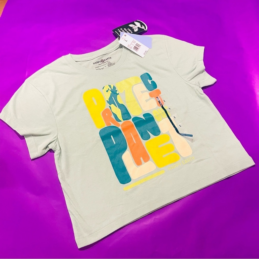 Happy Earth Day Protect Our Planet Short Sleeve Graphic T-Shirt Jade L
